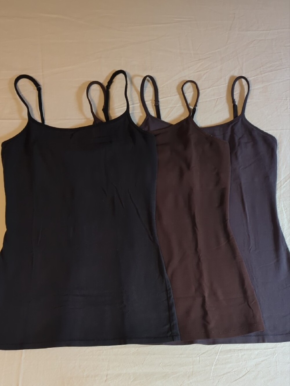 3 Pk: Express Sexy Basic Bra Camis - Black, Dark Brown, Charcoal - Picture 5 of 9